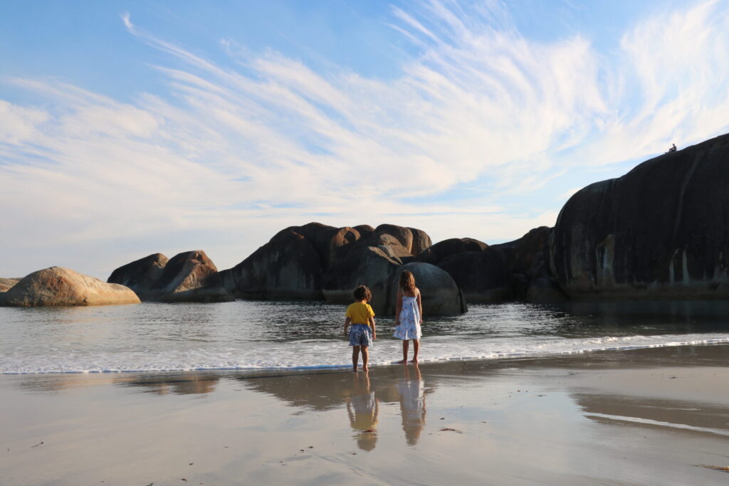 Dipping toes into the water off Elephant Rocks