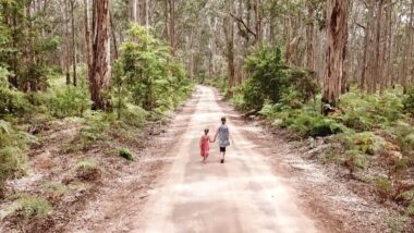 kids walking along path in Boranup Forest