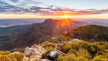 sunset at Bluff Knoll with beautiful mountain view