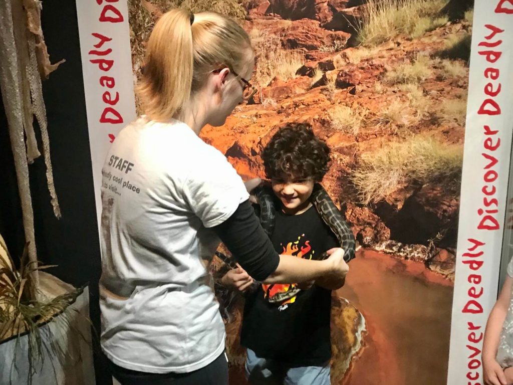 staff taking care of little boy